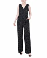 Ny Collection Petite Sleeveless Belted Jumpsuit