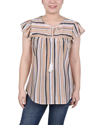 Petite Size Drawstring Neck Top