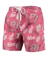 Men's Wes & Willy Crimson Indiana Hoosiers Vintage Floral Swim Trunks