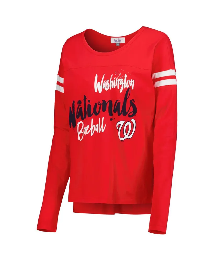 Women's Touch Red Washington Nationals Free Agent Long Sleeve T-shirt