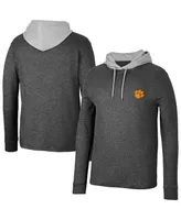 Men's Colosseum Black Clemson Tigers Ballot Waffle-Knit Thermal Long Sleeve Hoodie T-shirt