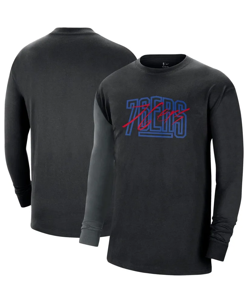 Men's Nike Black Philadelphia 76ers Courtside Versus Flight MAX90 Long Sleeve T-shirt