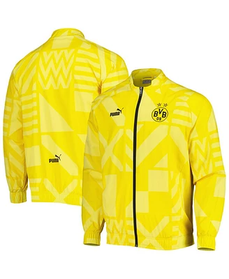 Men's Puma Yellow Borussia Dortmund Pre-Match Raglan Full-Zip Training Jacket