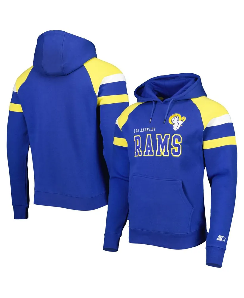 Men's Starter Royal Los Angeles Rams Draft Fleece Raglan Pullover Hoodie