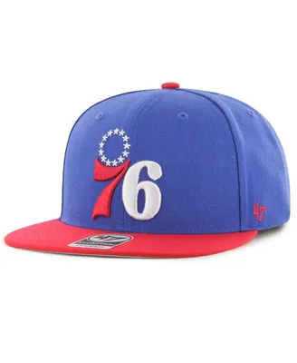 Men's '47 Brand Royal, Red Philadelphia 76ers Two-Tone No Shot Captain Snapback Hat