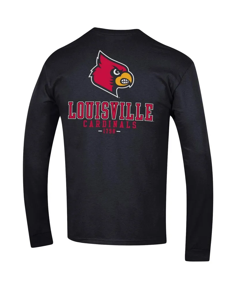 Men's Champion Black Louisville Cardinals Team Stack Long Sleeve T-shirt