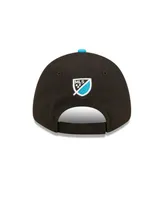 Men's New Era Black, Blue Charlotte Fc Basic 9FORTY Adjustable Hat