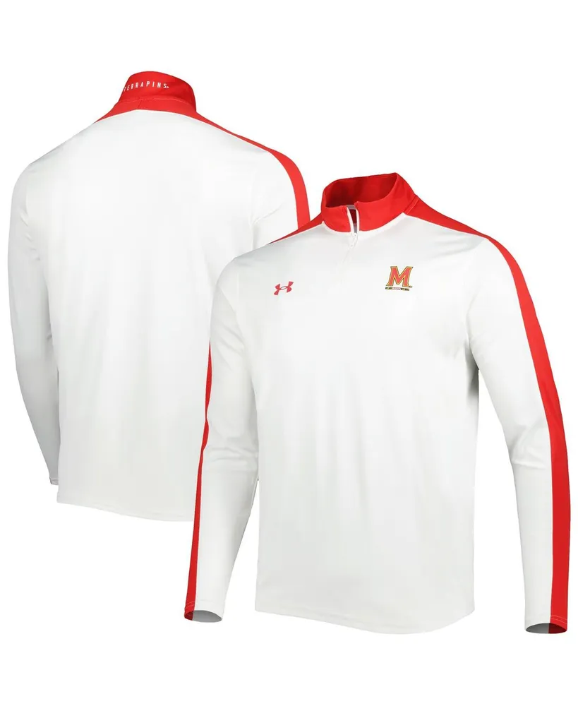 Men's Under Armour White Maryland Terrapins Lightweight Mock Neck Performance Quarter-Zip Jacket