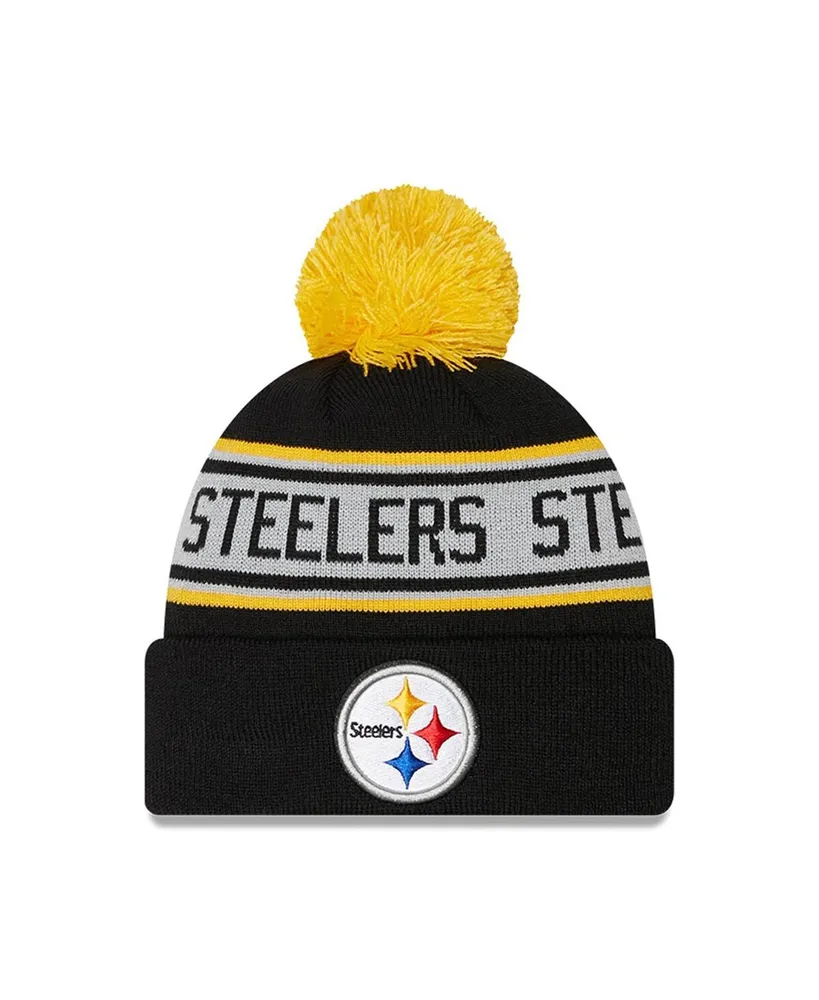 Preschool Boys and Girls New Era Black Pittsburgh Steelers Repeat Cuffed Knit Hat with Pom