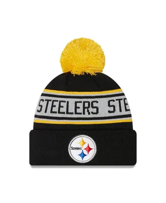 Preschool Boys and Girls New Era Black Pittsburgh Steelers Repeat Cuffed Knit Hat with Pom