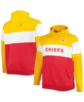 Men's New Era Red, Gold Kansas City Chiefs Big and Tall Current Colorblock Raglan Fleece Pullover Hoodie