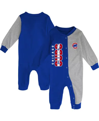 Infant Boys and Girls Royal, Heather Gray Chicago Cubs Halftime Sleeper