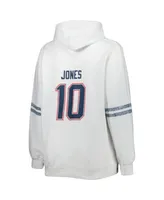 Women's Mac Jones White New England Patriots Plus Name and Number Pullover Hoodie