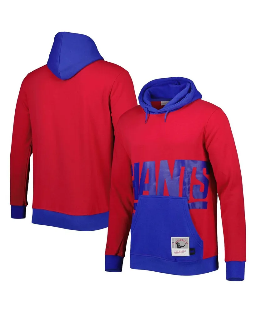 Men's Mitchell & Ness Red, Royal New York Giants Big and Tall Face Pullover Hoodie
