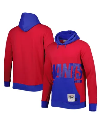 Men's Mitchell & Ness Red, Royal New York Giants Big and Tall Face Pullover Hoodie
