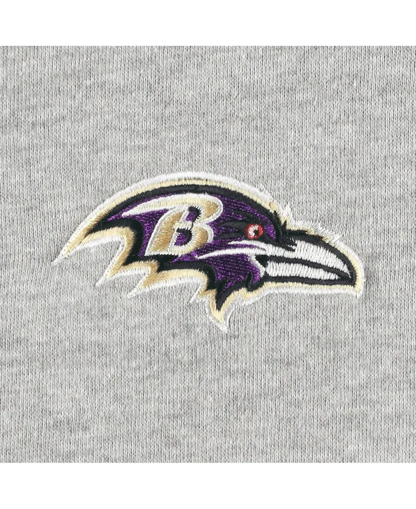 Men's Heather Gray Baltimore Ravens Big and Tall Fleece Raglan Full-Zip Hoodie Jacket