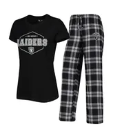 Women's Concepts Sport Black, Gray Las Vegas Raiders Plus Badge T-shirt and Pants Sleep Set