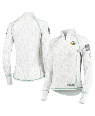Women's Colosseum White Oregon Ducks Oht Military-Inspired Appreciation Officer Arctic Camo 1/4-Zip Jacket