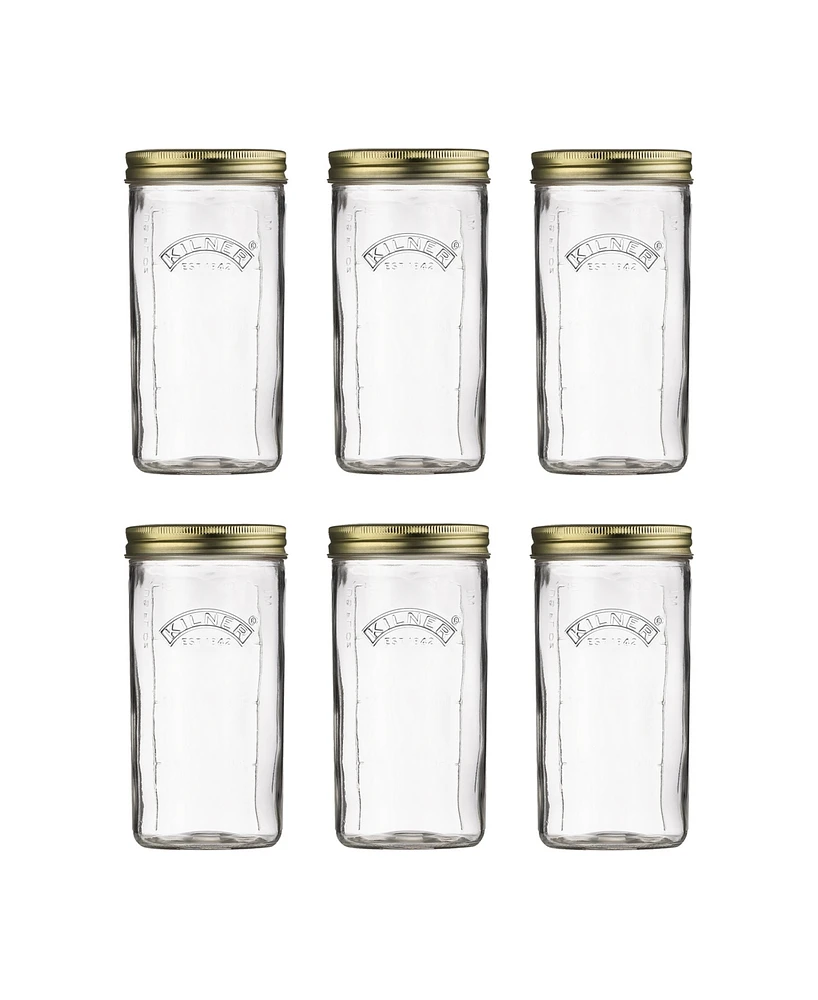 Kilner Wide Mouth Canning Jar 34 oz, Set of 6
