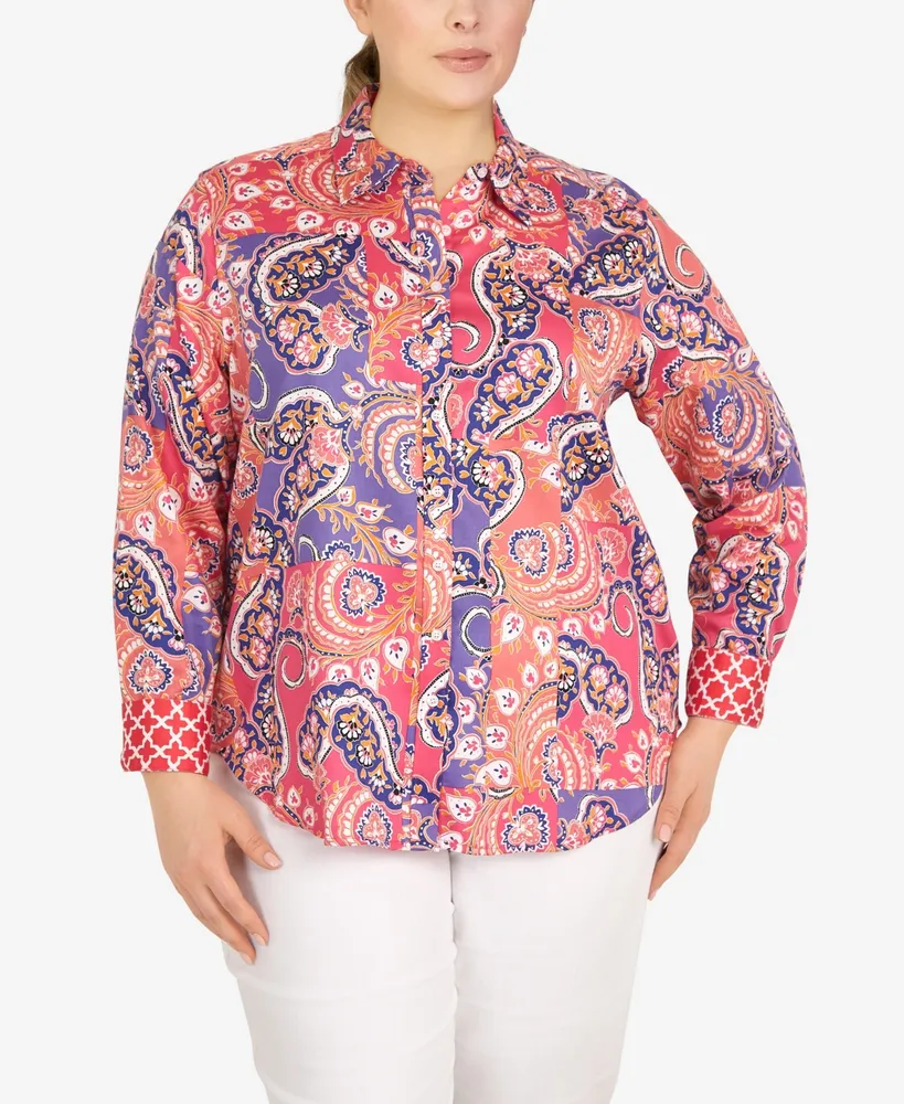 Ruby Rd. Plus Wrinkle Resistant Printed Button Down