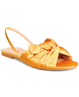 Vaila Shoes Women's Lila Puffy Knot Crisscross Slingback Flat Sandals-Extended sizes 9-14