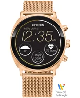 Citizen Unisex Cz Smart Wear Os Rose Gold-Tone Stainless Steel Mesh Bracelet Smart Watch 41mm - Rose Gold