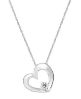 Diamond Heart Solitaire Pendant Necklace in 14k White Gold (1/10 ct. t.w.)