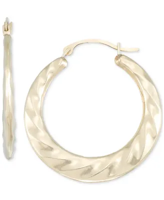 Round Swirl Hoop Earrings in 10k Yellow Gold
