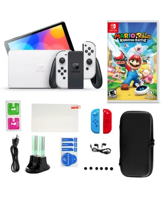 Nintendo Switch Oled White with Mario Rabbids Kingdom Battle & Accessories