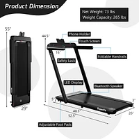 Costway 2.25HP 2 1 Dual Display Treadmill Jogging Machine