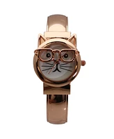 Olivia Pratt Cat with Glasses Face Bangle Women Watch