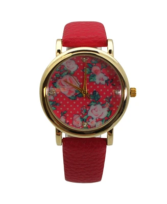 Olivia Pratt Solid Colors with Flowers Details Women Watch