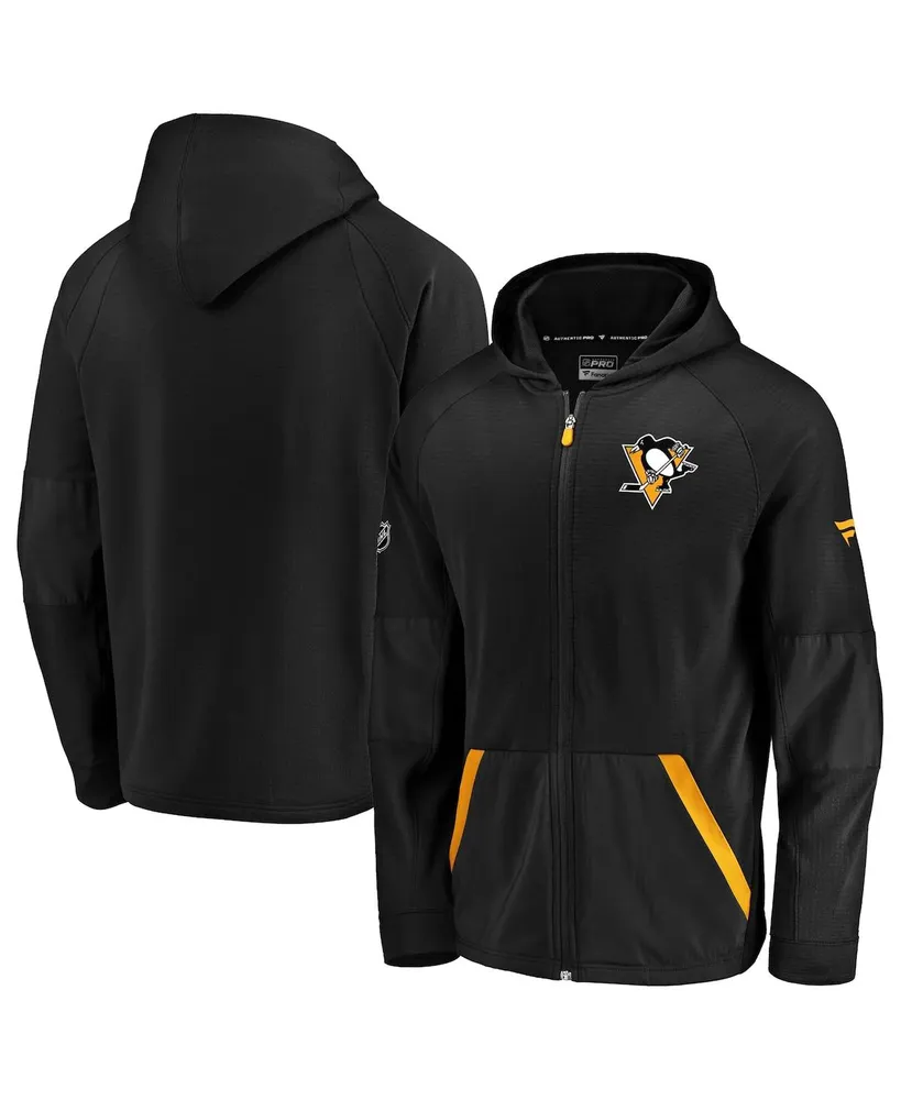 Men's Fanatics Black Pittsburgh Penguins Rinkside Grid-Back Full-Zip Jacket