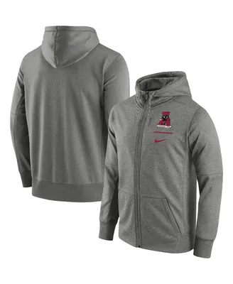 Men's Nike Heathered Gray Alabama Crimson Tide Throwback Primary Logo Stack Performance Full-Zip Hoodie
