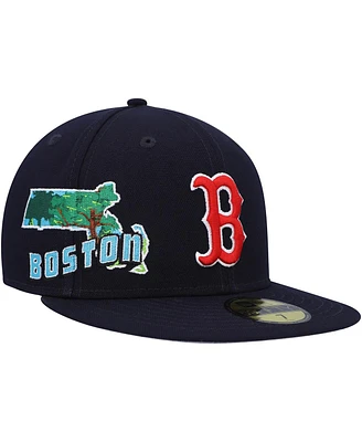 Men's New Era Navy Boston Red Sox Stateview 59FIFTY Fitted Hat