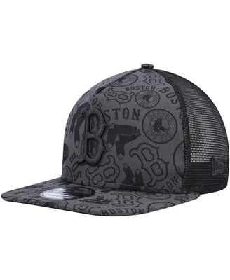 Men's New Era Black Boston Red Sox Repeat A-Frame 9FIFTY Trucker Snapback Hat