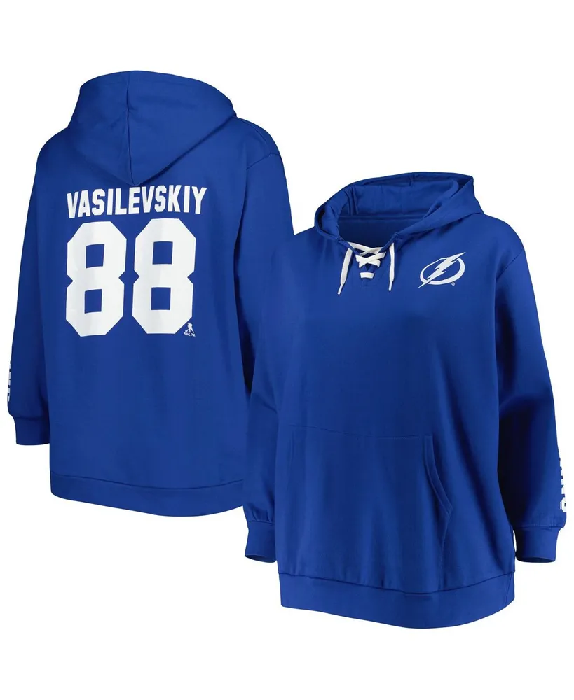 Women's Andrei Vasilevskiy Royal Tampa Bay Lightning Plus Lace-Up V-Neck Pullover Hoodie