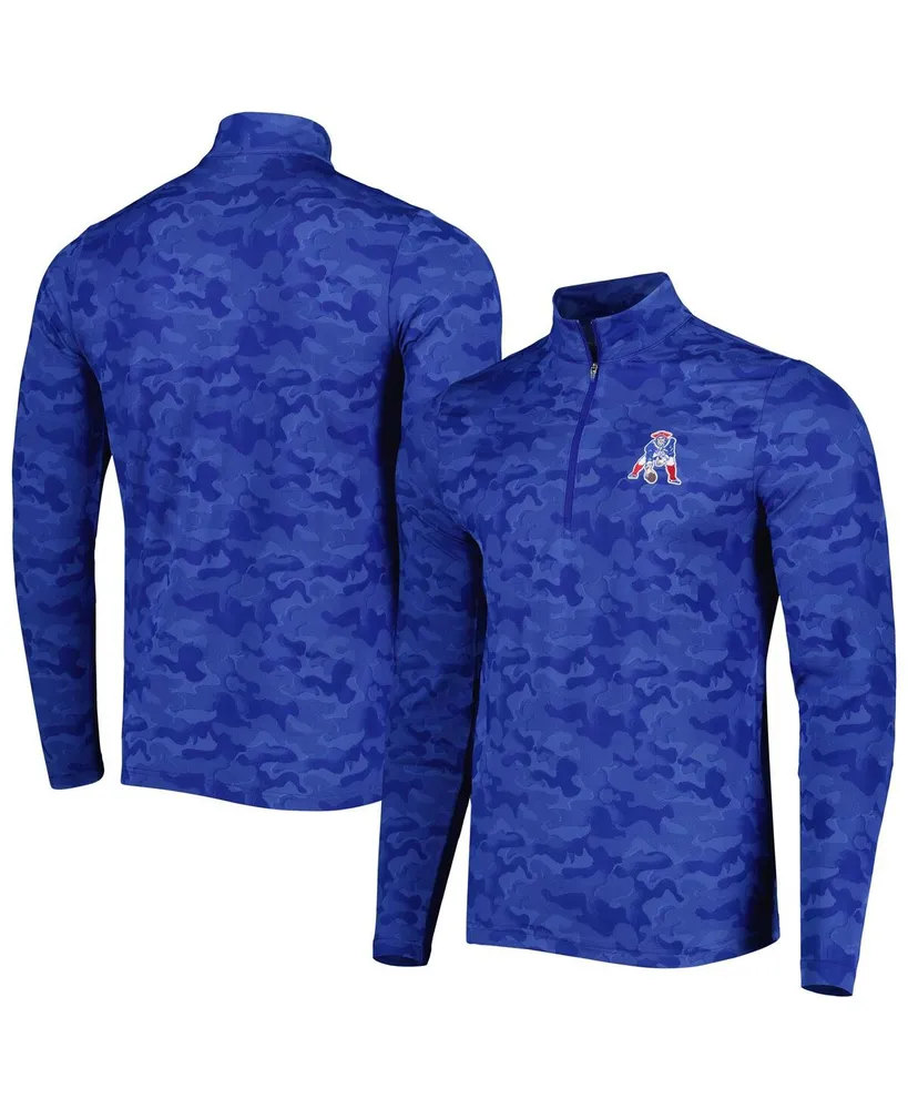 Men's Antigua Royal New England Patriots Brigade Throwback Quarter-Zip Top