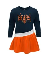 Girls Infant Navy, Orange Chicago Bears Heart To Jersey Tri-Blend Dress