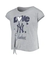 Little Girls Navy, Gray New York Yankees Forever Love T-shirt and Leggings Set