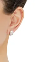Arabella Cultured Freshwater Pearl (8mm) & Cubic Zirconia Stud Earrings in Sterling Silver