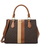 Michael Kors Logo Marilyn Medium Stripe Satchel