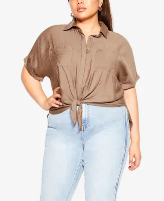 City Chic Plus Size Relaxed Summer Tie Shirt