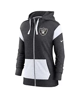 Women's Nike Heathered Black, White Las Vegas Raiders Plus Size Monaco Full-Zip Hoodie