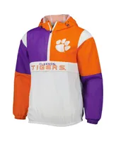 Men's G-iii Sports by Carl Banks White, Orange Clemson Tigers Fair Catch Half-Zip Anorak Jacket