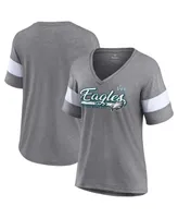 Women's Fanatics Heather Gray Philadelphia Eagles Super Bowl Lvii Raise The Bar Tri-Blend Half-Sleeve V-Neck T-shirt