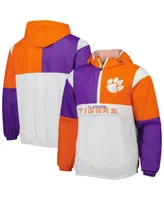 Men's G-iii Sports by Carl Banks White, Orange Clemson Tigers Fair Catch Half-Zip Anorak Jacket