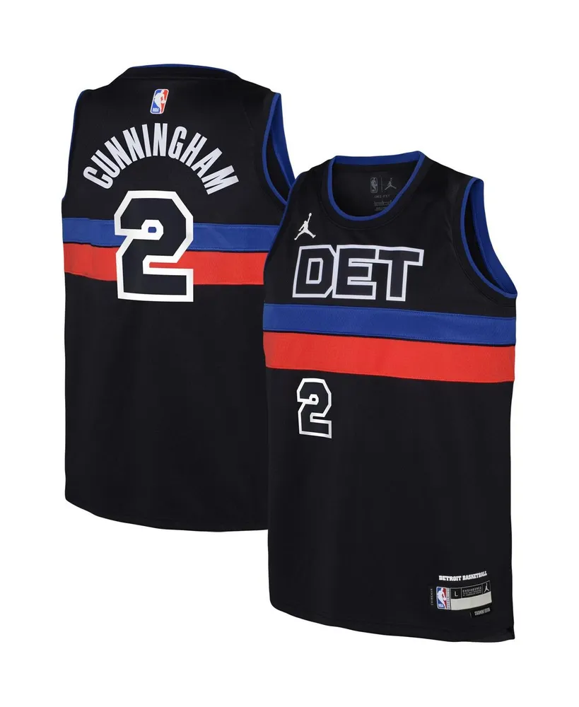 Big Boys Jordan Cade Cunningham Black Detroit Pistons 2022/23 Swingman Jersey - Statement Edition