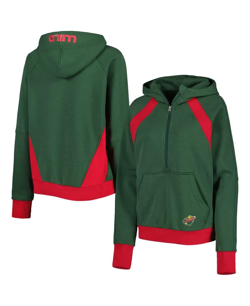 Women's Starter Green Minnesota Wild Wishbone Half-Zip Hoodie