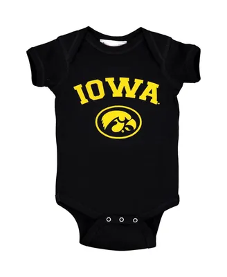 Infant Boys and Girls Black Iowa Hawkeyes Arch and Logo Bodysuit